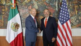 Foto que representa a Canciller Juan Ramón de la Fuente se reúne con Ronald Johnson, embajador designado de Estados Unidos en México