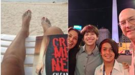 Foto que representa a Laura Fernanda leía novela "Crímenes en familia" antes de asesinar a su esposo y dos hijos