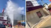 Foto ilustrativa de la nota titulada: Megafuga en forma de géiser de 7 metros de altura sorprende a vecinos de Guadalupe: "tenemos nueva atracción acuática"